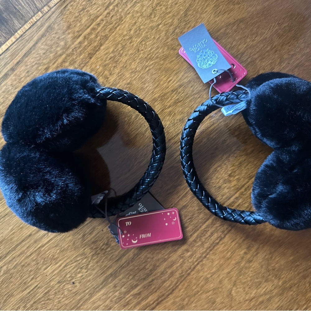Vince Camuto Black Faux Fur Earmuffs (2) NWT - Picture 5 of 7